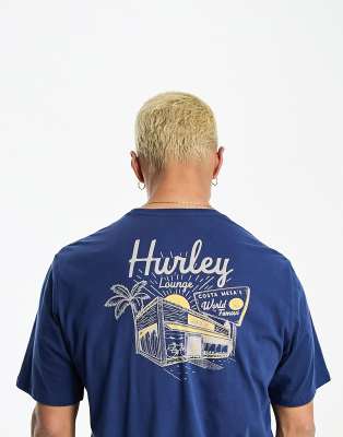 Hurley's back print T-shirt in blue-White