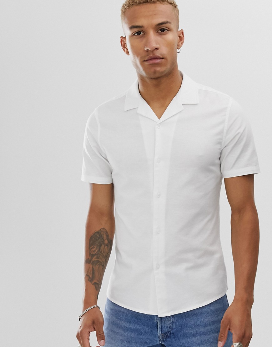 Hvid casual Oxford-skjorte i skinny fit med reverskrave fra ASOS DESIGN