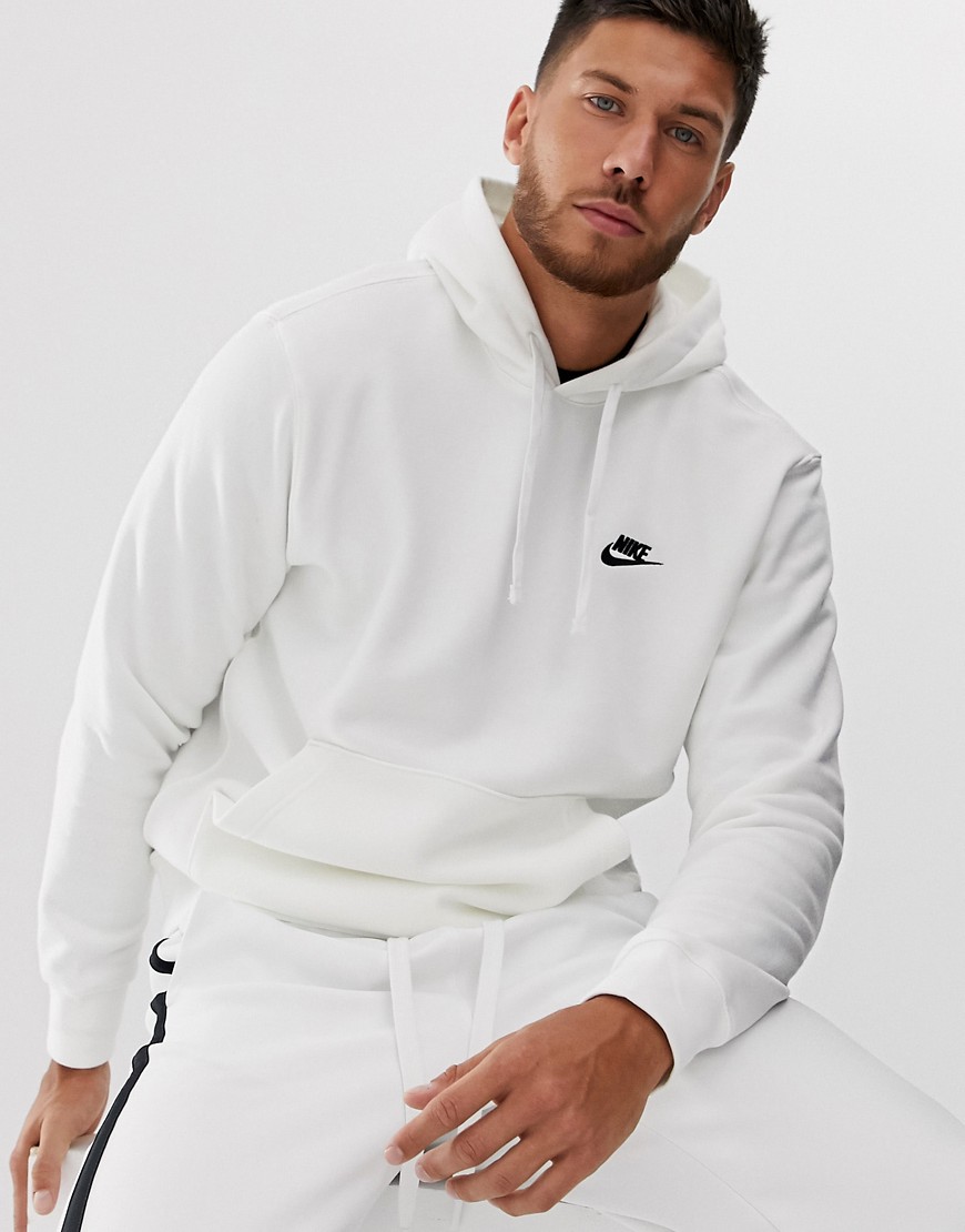 Hvid Club-hættetrøje med logo fra Nike