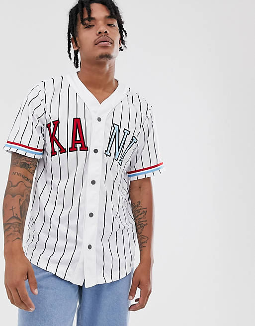 Acquiesce aflange talent Hvid College baseball-trøje med striber fra Karl Kani | ASOS