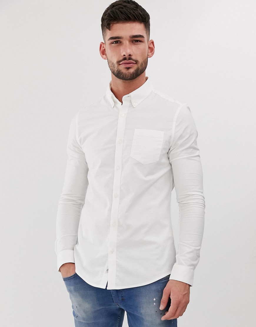 Hvid langærmet Oxford-skjorte fra Burton Menswear