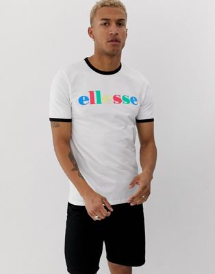 Hvid Moa t-shirt med regnbueskrift fra ellesse