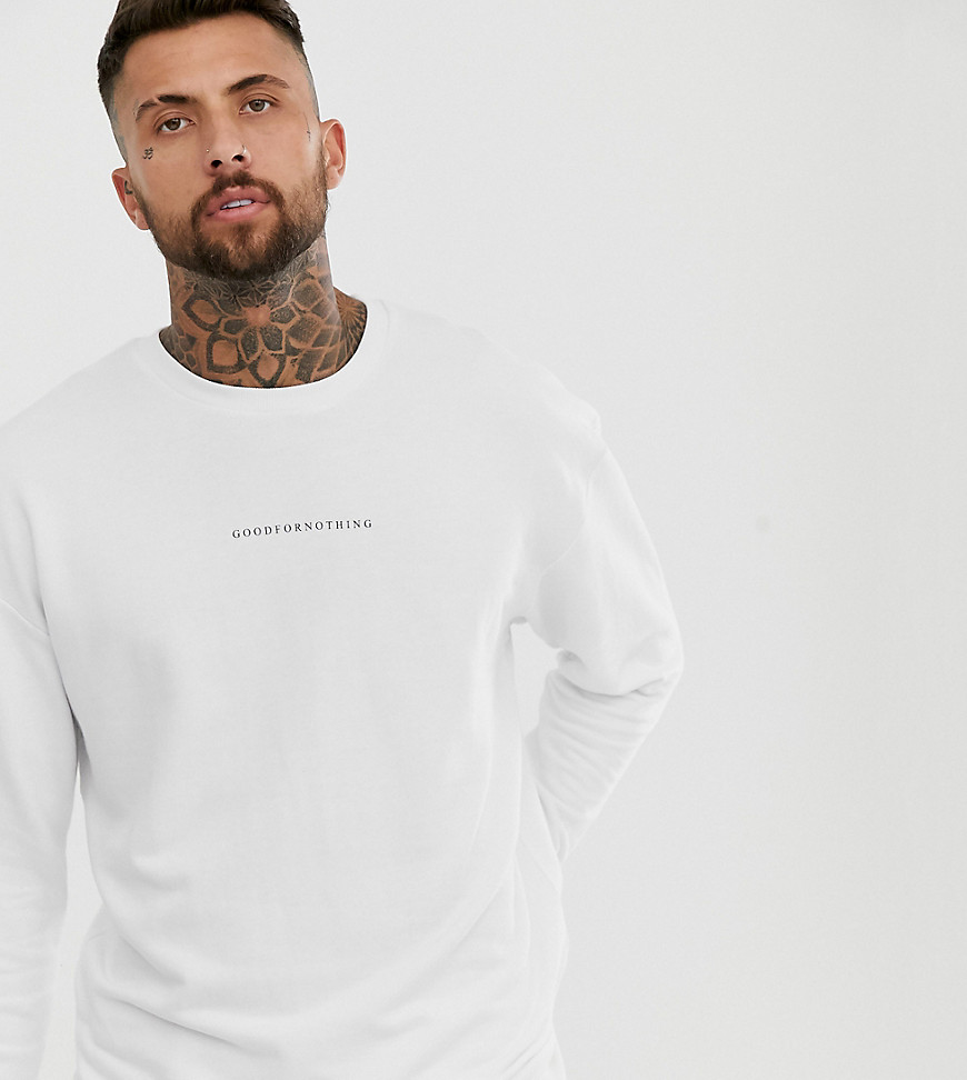 Hvid oversized sweatshirt med logo fra Good For Nothing