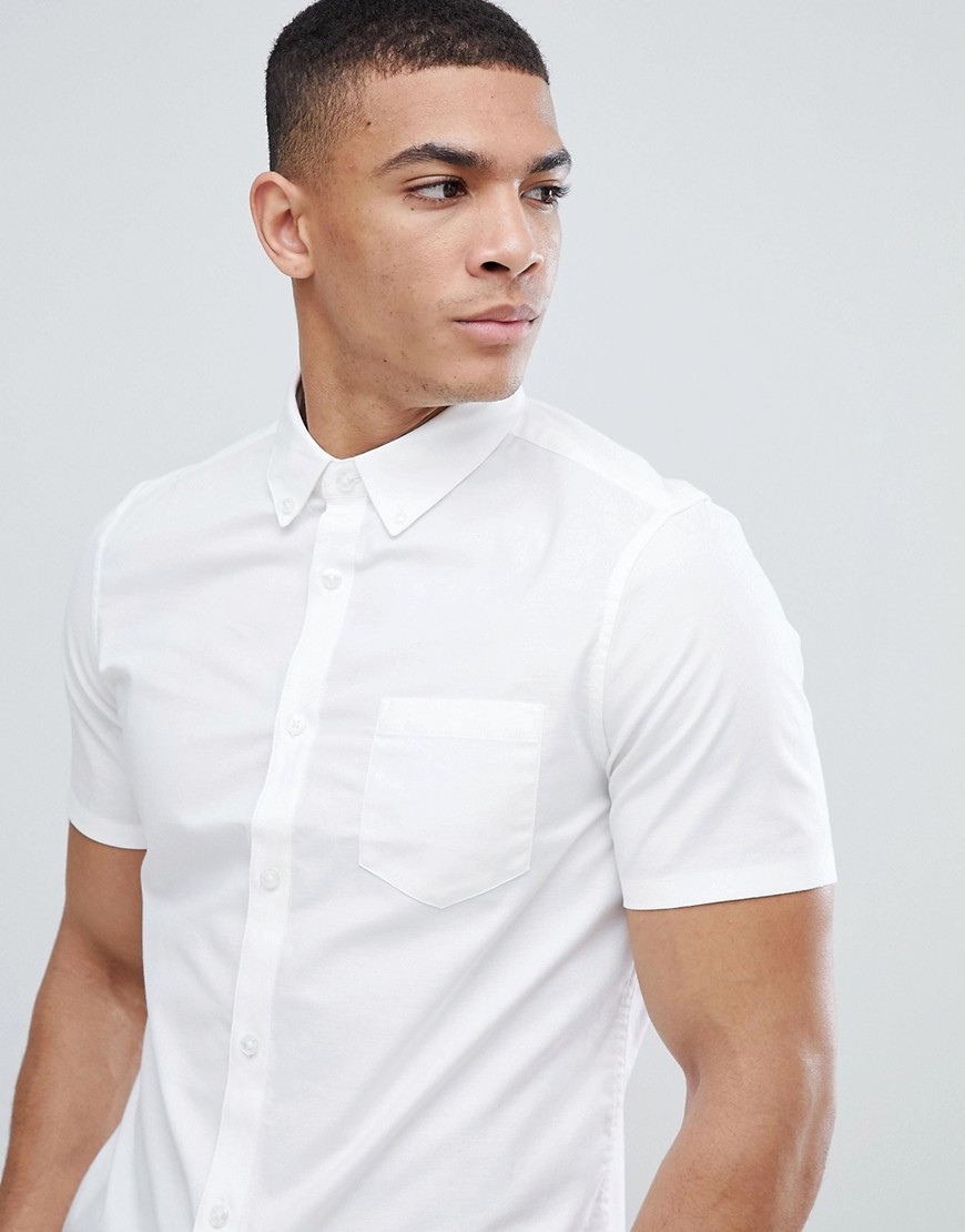 Hvid Oxford-skjorte i skinny pasform fra Burton Menswear