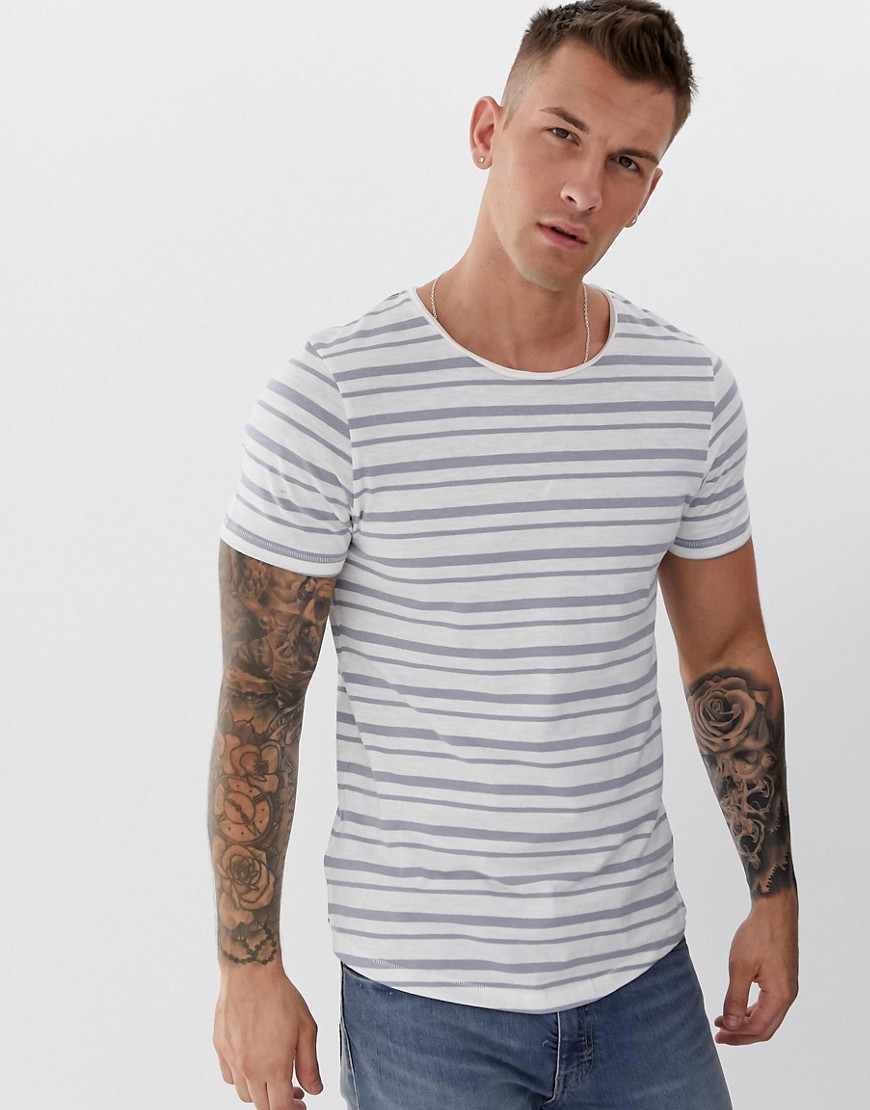 Hvid Premium longline T-shirt med striber fra Jack & Jones