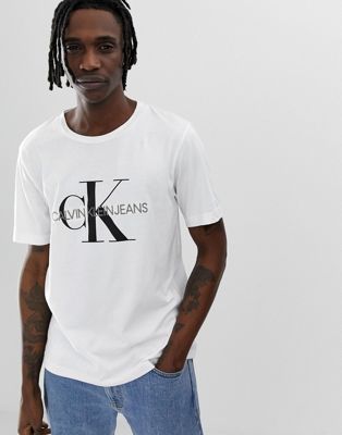 Hvid T-shirt med Icons Monogram broderet som logoprint fra Calvin Klein Jeans