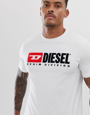 Hvid T-shirt med logo fra Diesel T-just Division