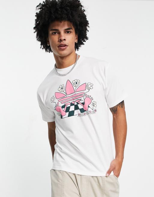 Hvid t-shirt med trekløver-logo fra adidas Originals
