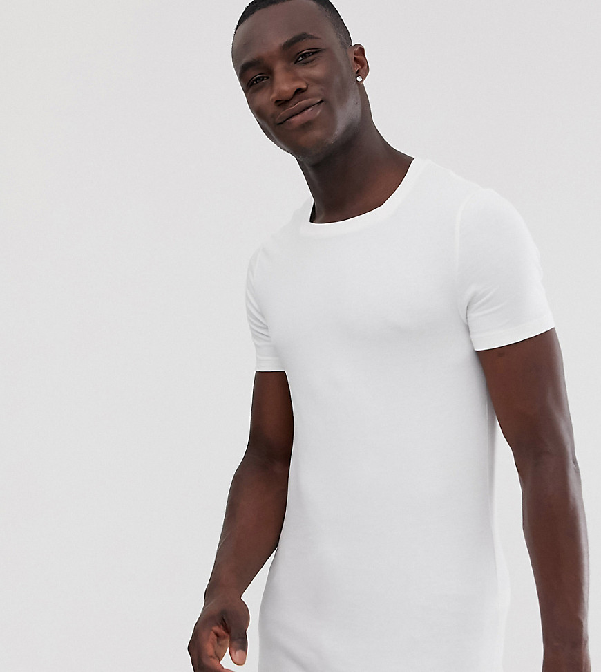 Hvid tætsiddende økologisk T-shirt med firkantet udskæring fra ASOS DESIGN Tall