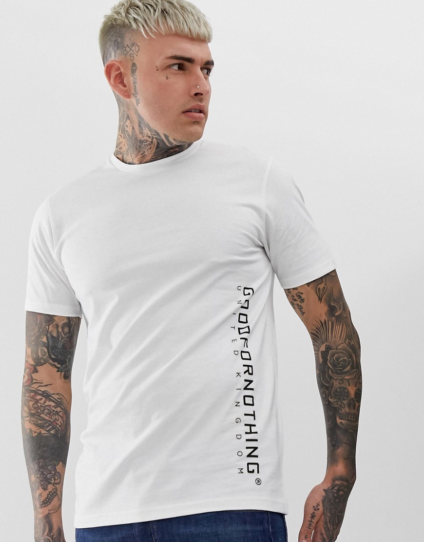 Hvid tætsiddende t-shirt med printet logo fra Good For Nothing