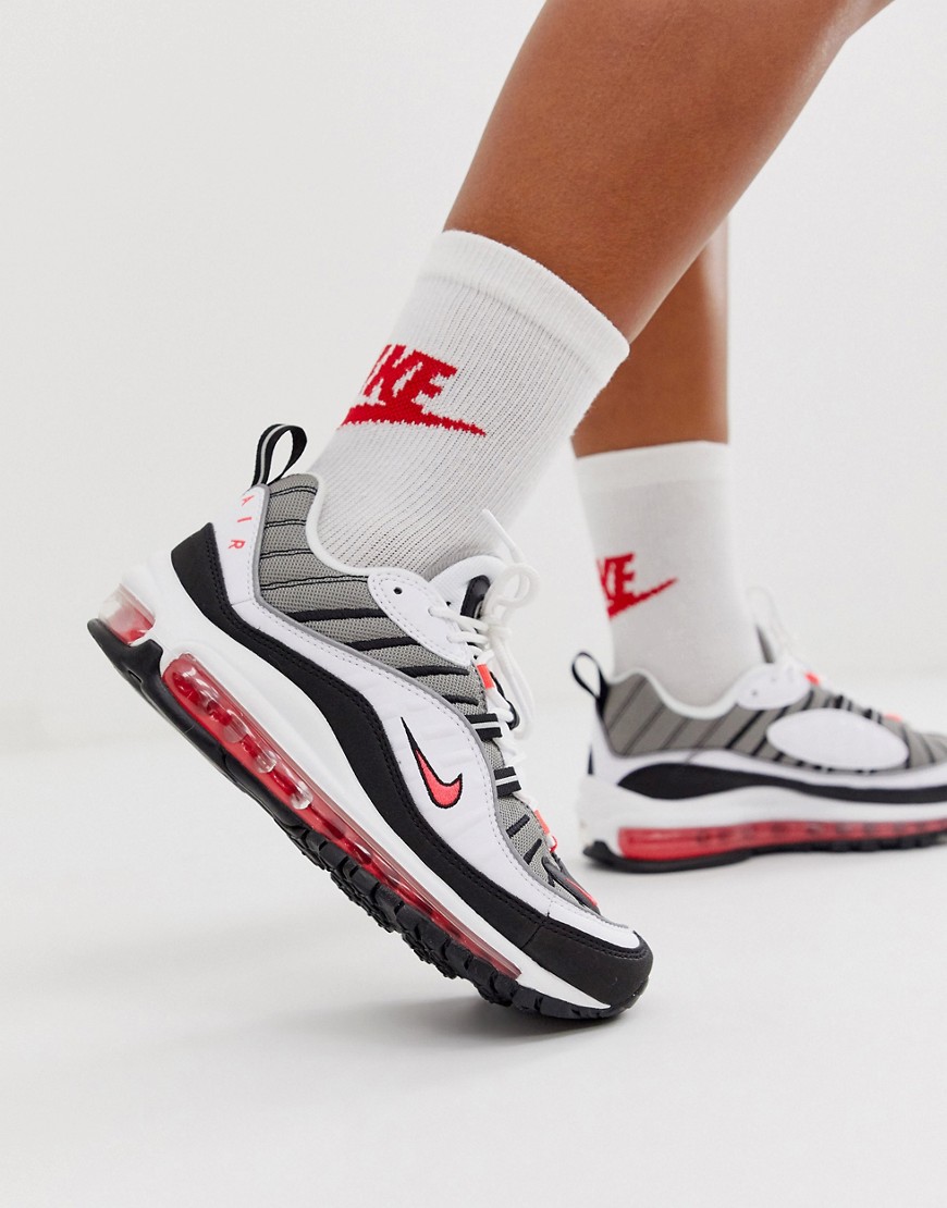 Hvide, grå og pink 98 sneakers fra Nike Air Max