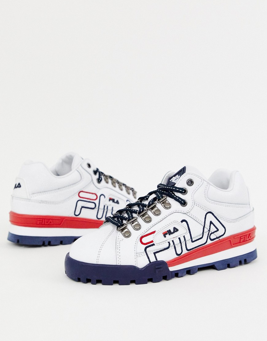 Hvide Trailblazer-sneakers i læder med stort logo fra Fila