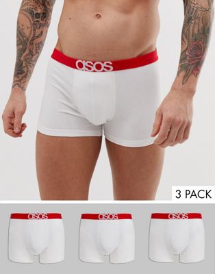 Hvide underbukser med rød mærkning i linning fra ASOS DESIGN 3-pak