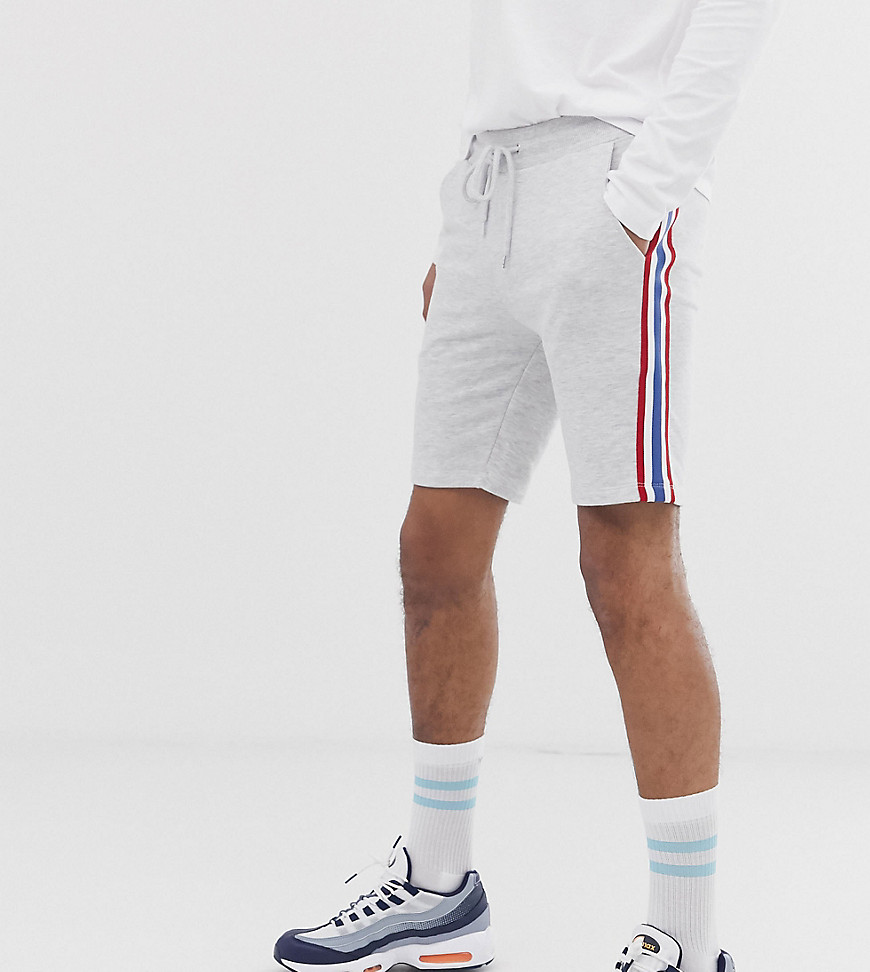 Hvidmelerede skinny shorts med sidestribe og tape fra ASOS DESIGN Tall