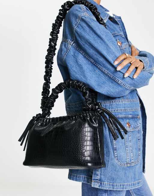 Hvisk Arcadia vegan leather shoulder bag in black croc | ASOS