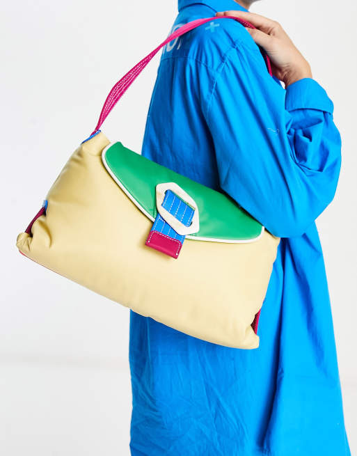 Hvisk - Billow - Borsa da spalla colorblock multicolore in pelle vegan-friendly con fibbia astratta