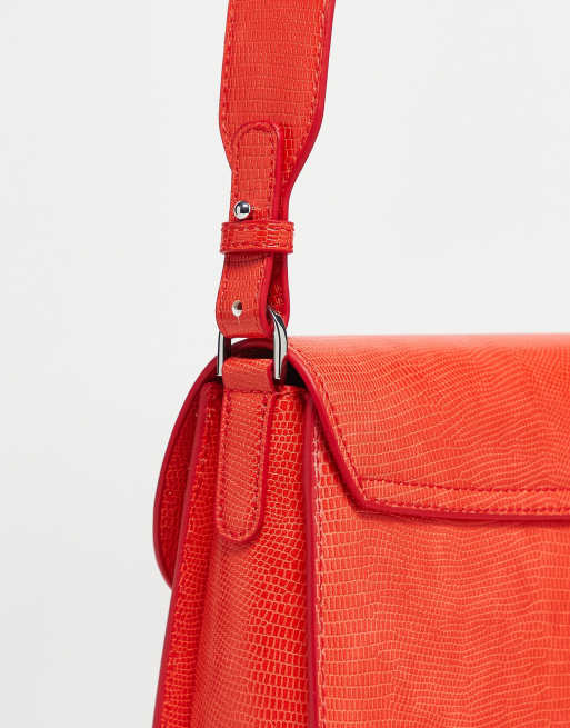 Hvisk Elude vegan leather wavy shoulder & cross body bag in red, 4 of 4