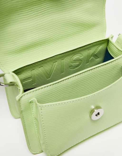 Hvisk Renei vegan-friendly leather mini cross body bag in lime ASOS