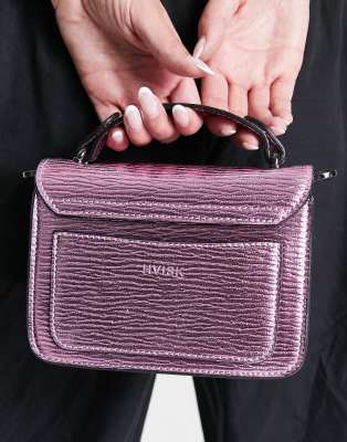 Hvisk Renei vegan leather cross body bag in metallic pink ASOS