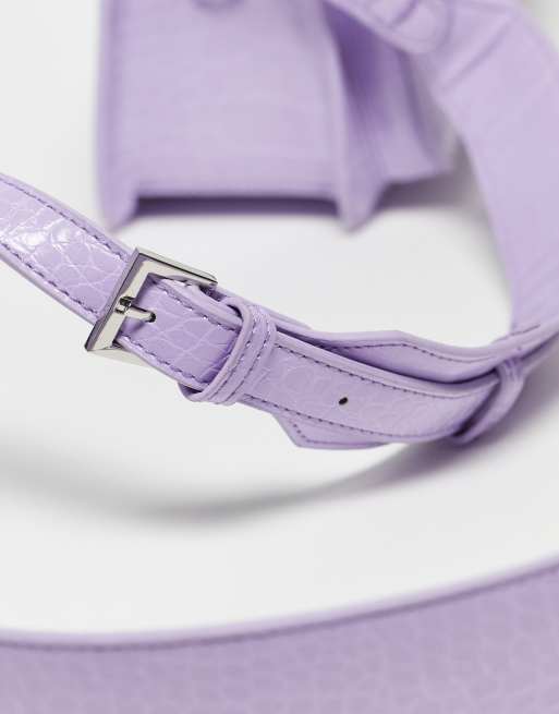 Hvisk Renei vegan leather mini cross body bag in lilac croc