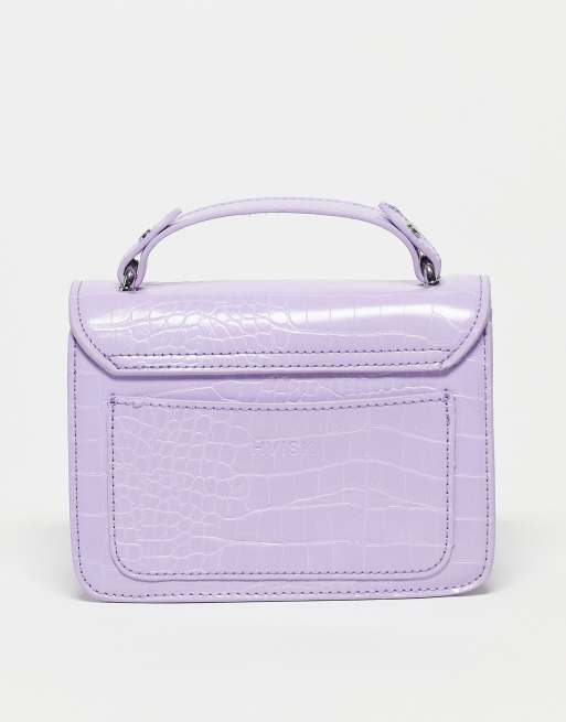 Hvisk Renei vegan leather mini cross body bag in lilac croc