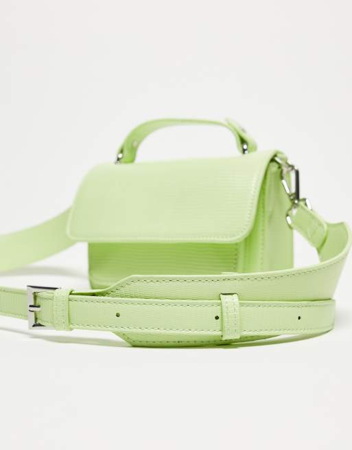 Hvisk Renei vegan leather mini cross body bag in lime ASOS