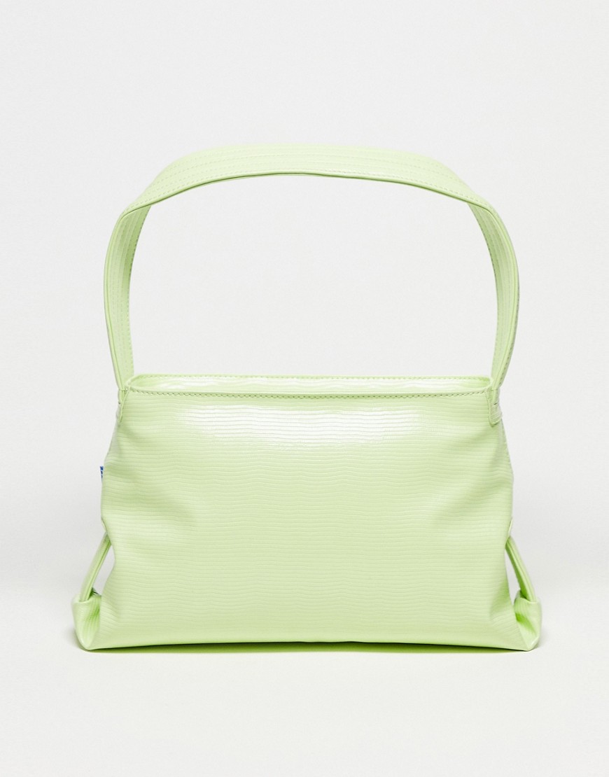 Hvisk Scape Faux Leather Shoulder Bag In Lime-green