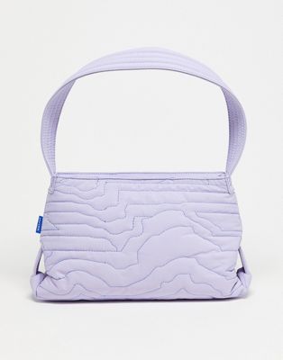 Hvisk Scape vegan leather shoulder bag in lilac quilt