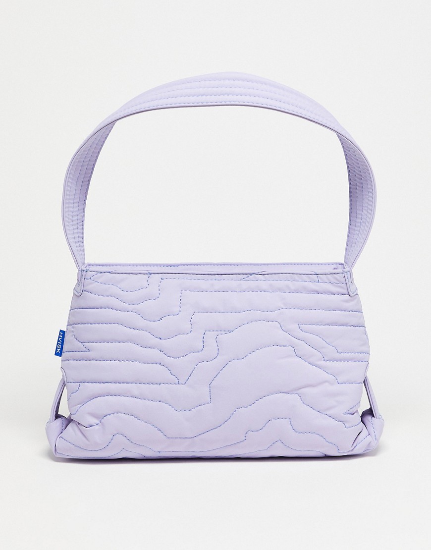 Scape vegan leather shoulder bag in lilac quilt-Purple