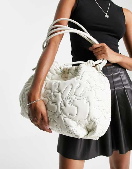 Hvisk Sunny faux slouch tote bag in white quilt