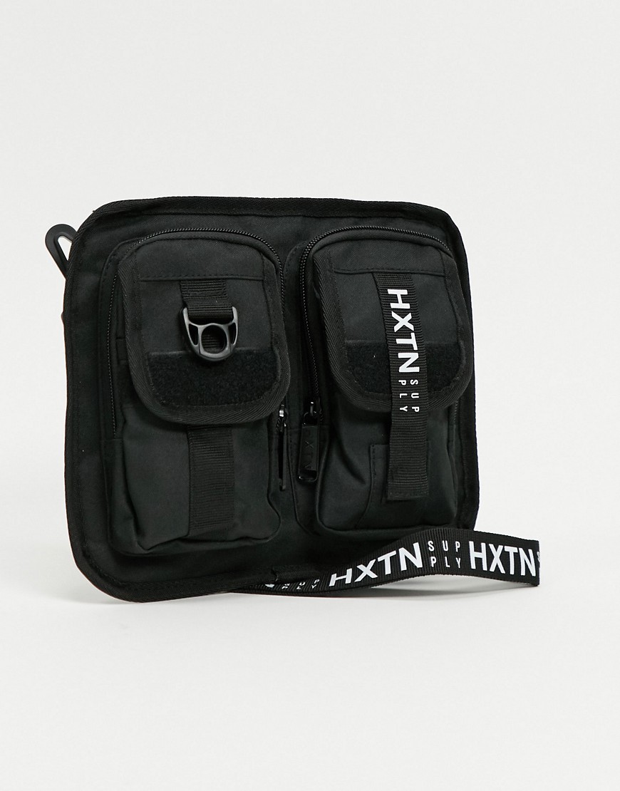 HXTN Supply crossbody holster bag in black with logo taping
