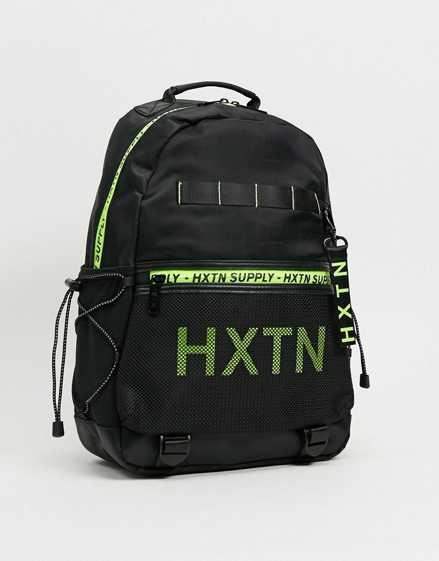 HXTN Supply Prime backpack in black with neon print