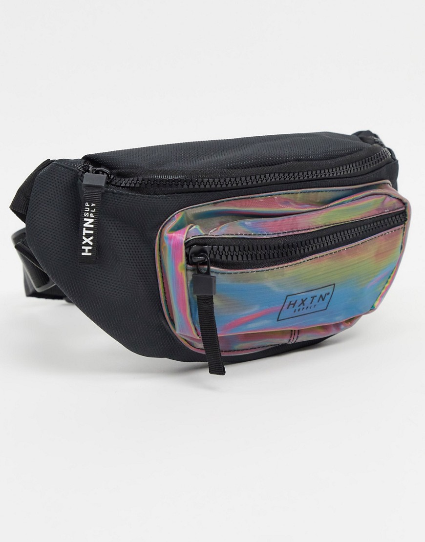 HXTN Supply Transporter crossbody bag in black with iridescent pocket-Multi
