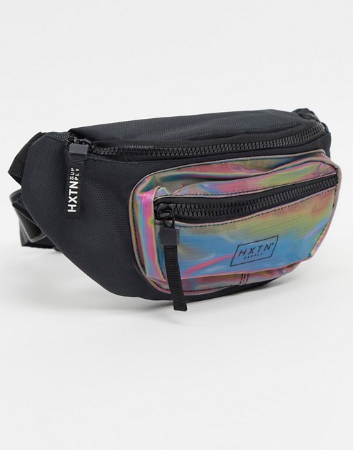 HXTN Supply Transporter crossbody bag in black with iridescent pocket