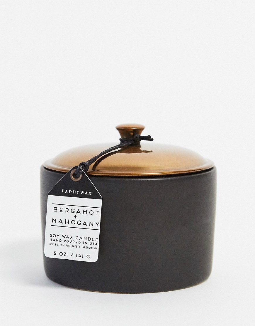 HYGGE - Bergamot & Mahogany - Geurkaars in houder van keramiek in zwart-Zonder kleur