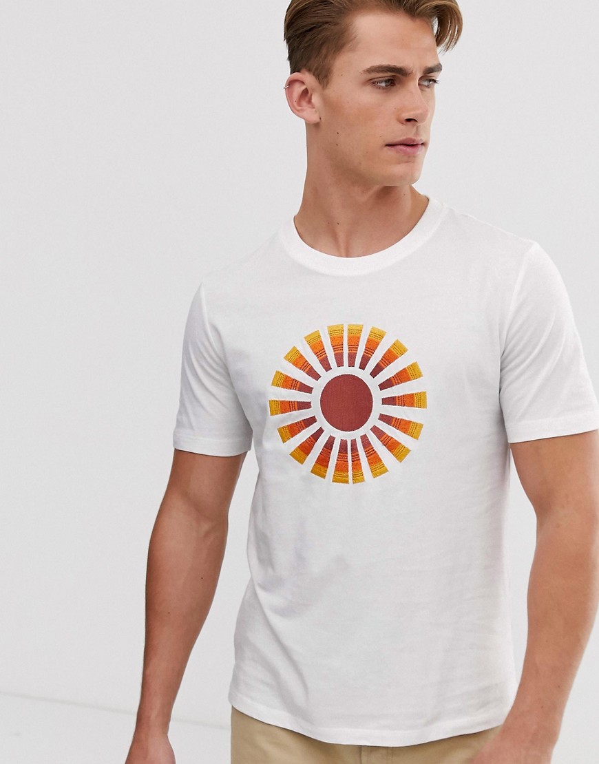 Hymn - T-shirt con sole ricamato-Bianco