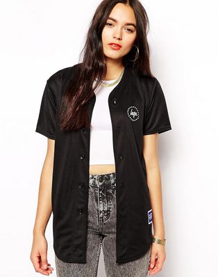 Hype Button Up Baseball Jersey Top With 