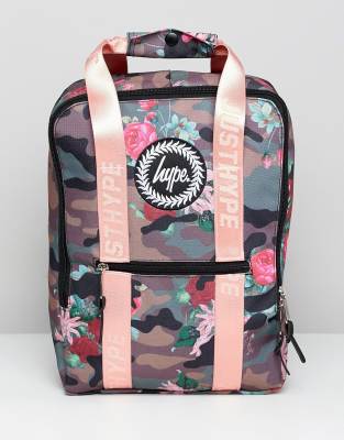 hype camo pink floral boxy backpack