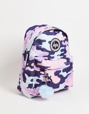 Hype evie camo backpack in purple multi