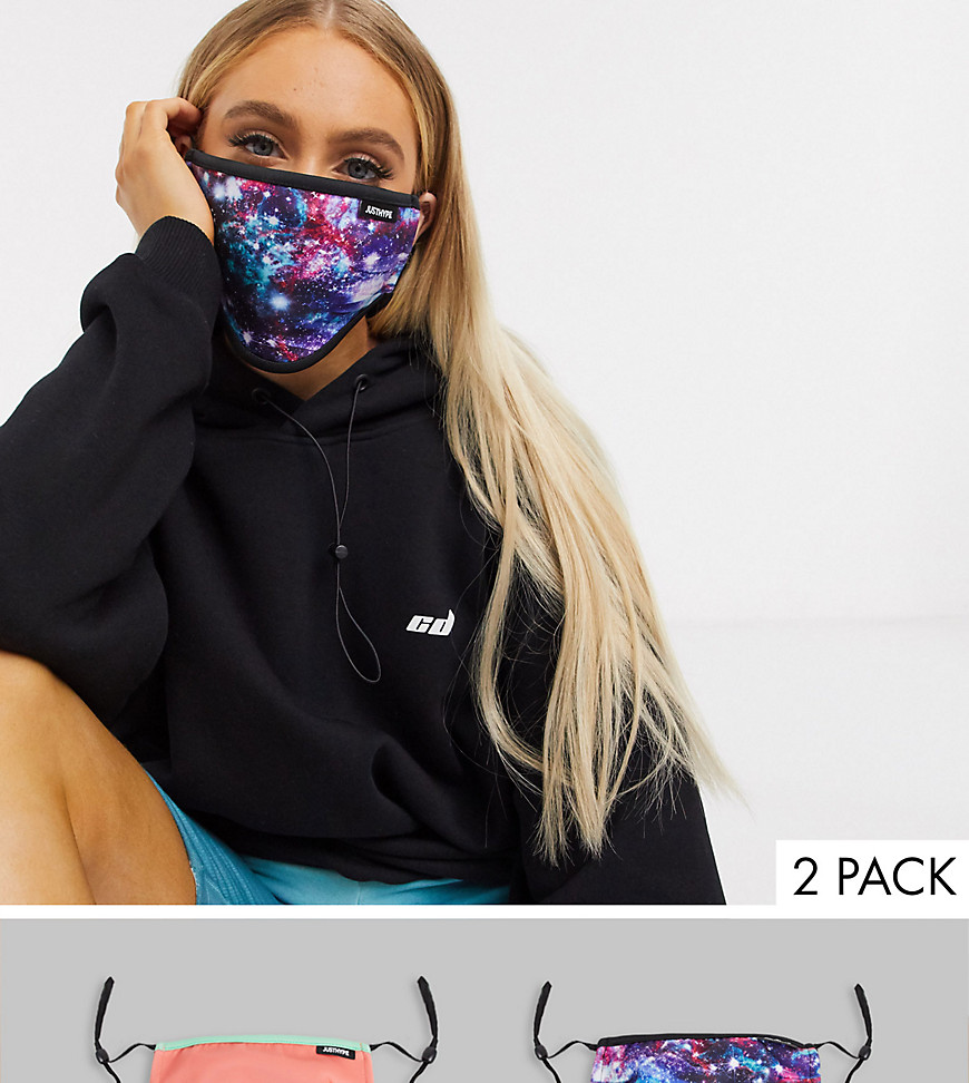 hype -  – Exklusive, unterschiedlich bedruckte Gesichtsmasken mit verstellbaren Riemen im 2er-Pack-Mehrfarbig