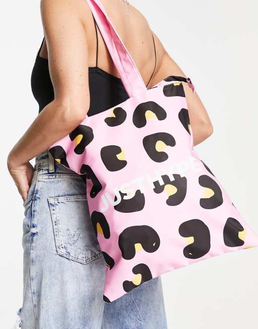 Hype – Große Tragetasche in Rosa mit Leopardenfellmuster