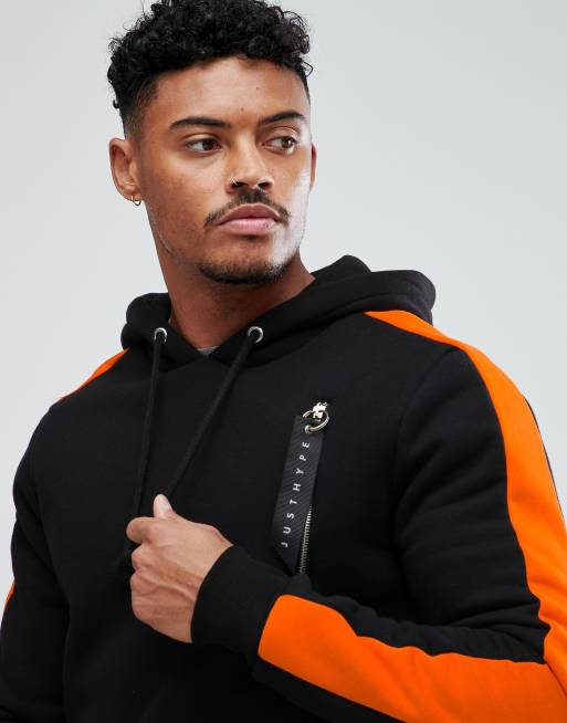 Orange and black store be happy hoodie