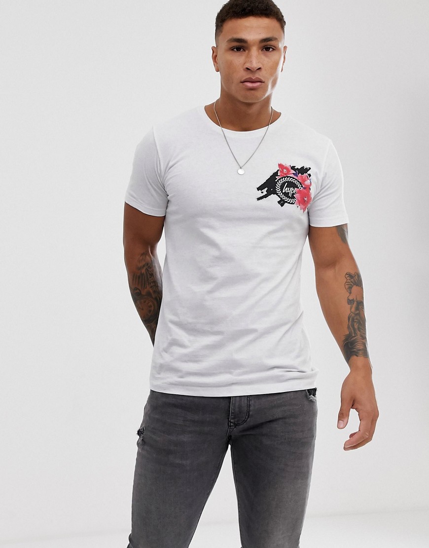 Hype - T-shirt con logo a fiori-Bianco