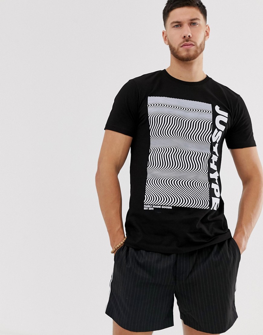 Hype – T-shirt med blocktryck-Svart