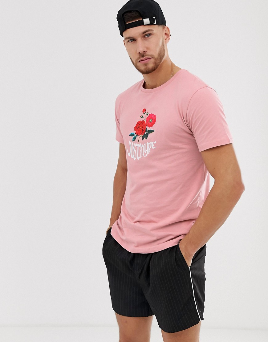 Hype - T-shirt met bloemenprint-Roze