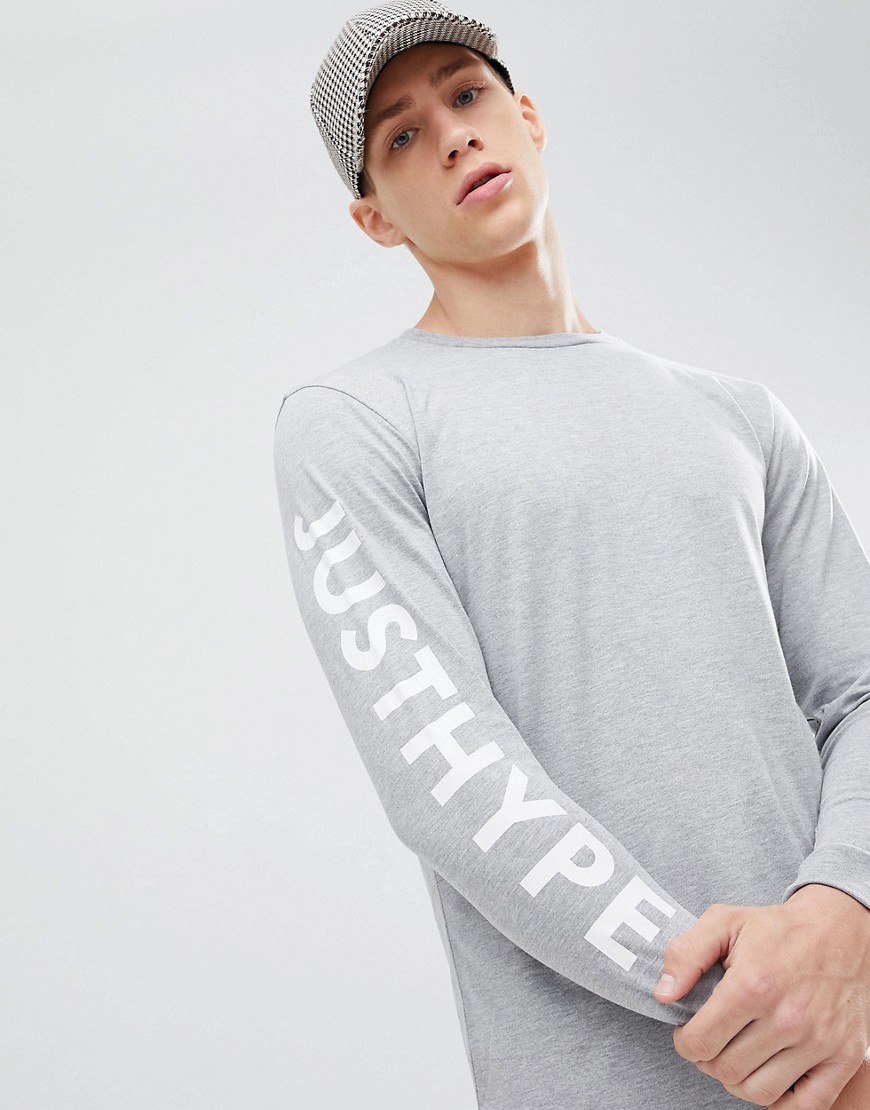 Hype - T-shirt met lange mouwen met print in grijs
