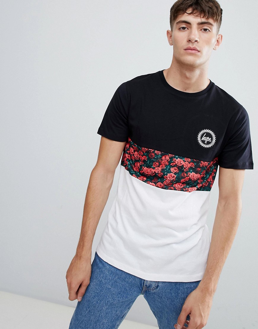 Hype t-shirt with rose panel-Red