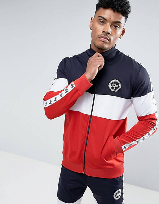 Hype Track Jacket In Tri-Colour Panels With Taping | ASOS