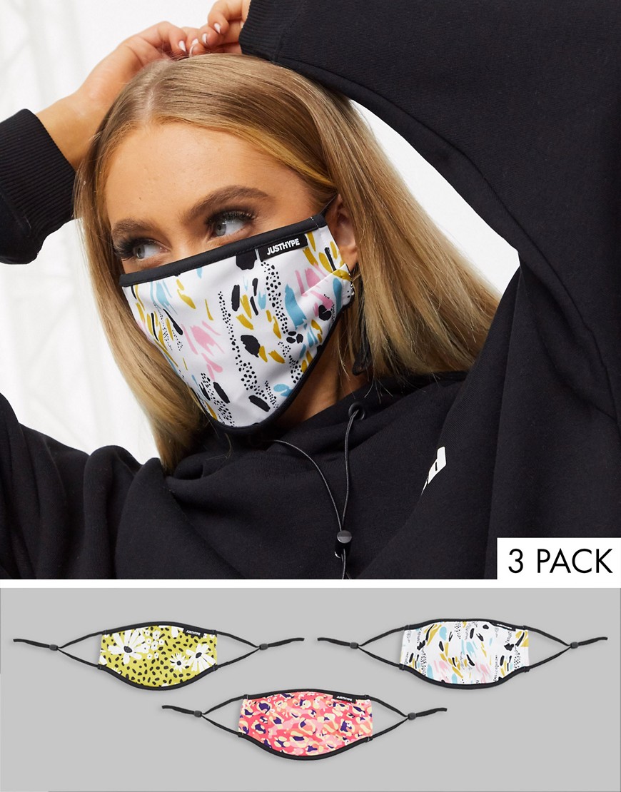 hype -  – Unterschiedlich bedruckte Gesichtsmasken mit verstellbaren Riemen im 3er-Pack-Mehrfarbig