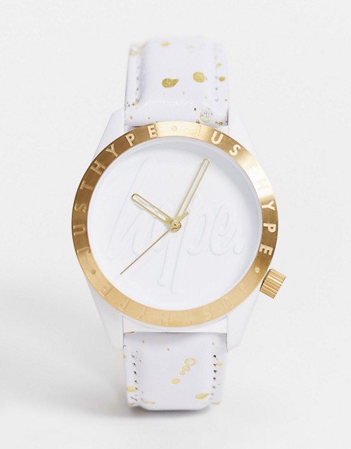 Hype white and gold speckle watch
